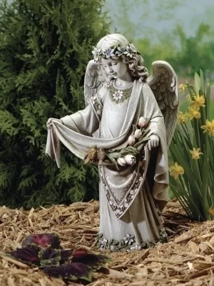 16.5"H Angel W/birds on Dress Garden Statue