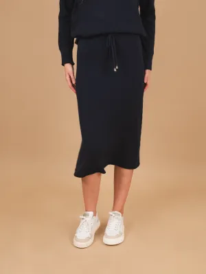 GONNA MIDI IN MAGLIA CON ELASTICO E COULISSE BLU