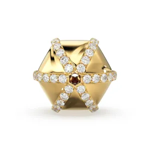 Huge Starfish Diamond 14k 18k Solid Gold Spacer Finding Bead, 20mm Diamond Bead, Diamond Finding, Solid Gold Bead 20mm