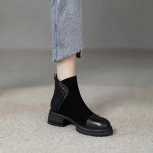 INSTOCK-Retro short boots for women with thick heels