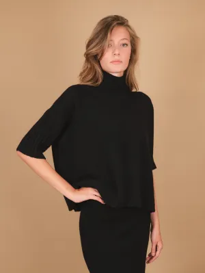 LUPETTO IN MAGLIA OVER CON MAINICA TRE QUARTI NERO