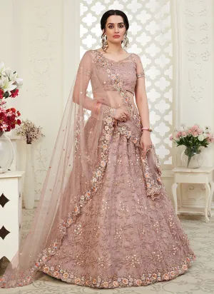 Mauve Floral Embroidered Designer Lehenga Choli