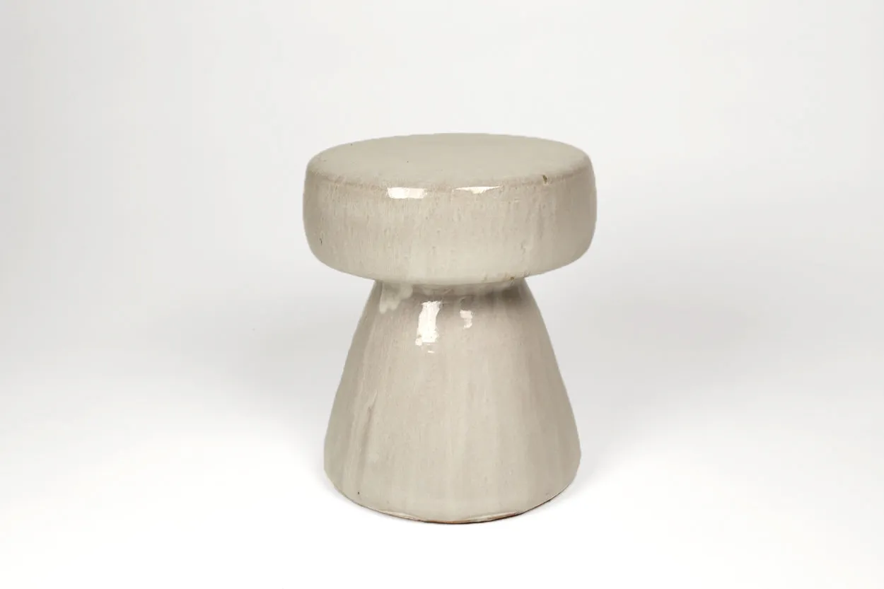 Mushroom Ceramic Garden Stool White