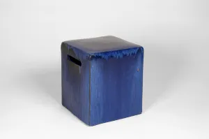 Square Ceramic Garden Stool Blue