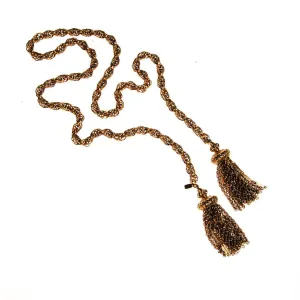 Vintage Monet Gold Tassel Lariat Necklace