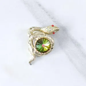 Vintage Whiting and Davis Snake Brooch with Heliotrope Rhinestone